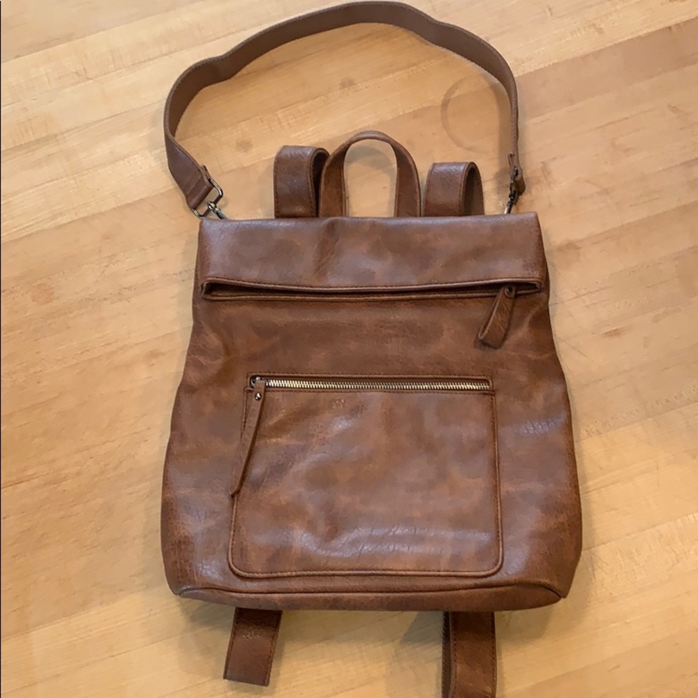 Faux leather backpack